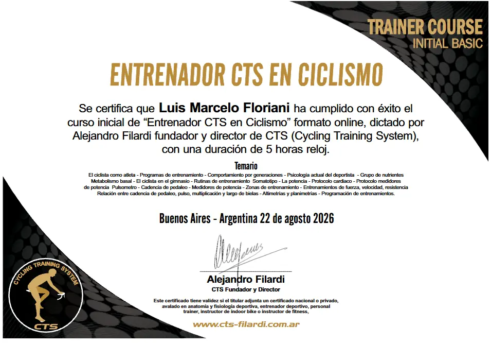 Entrenador CTS en Ciclismo - Luis Floriani