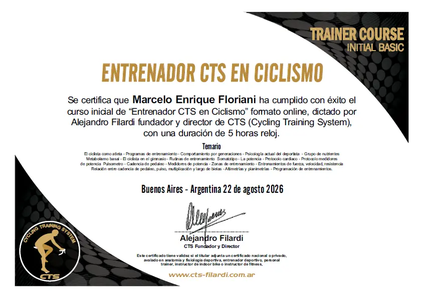 Entrenador CTS en Ciclismo - Marcelo Floriani