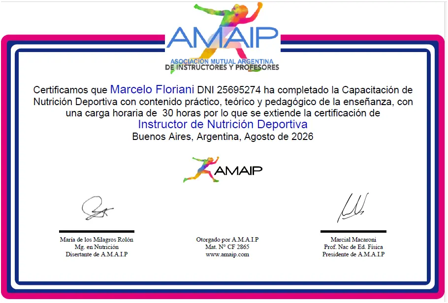 Instructor de Nutrición Deportiva - Marcelo Floriani